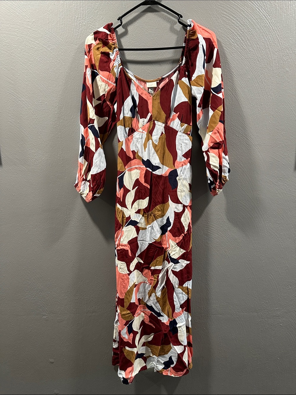 a new day Burgundy Multi Abstract Maxi Dress